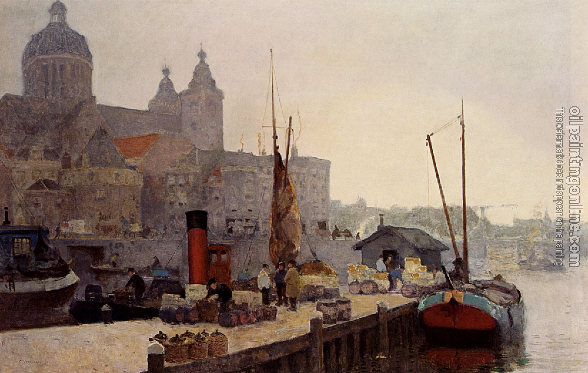 Cornelis Vreedenburgh - A View Of Amsterdam With The St Nicolaas Church